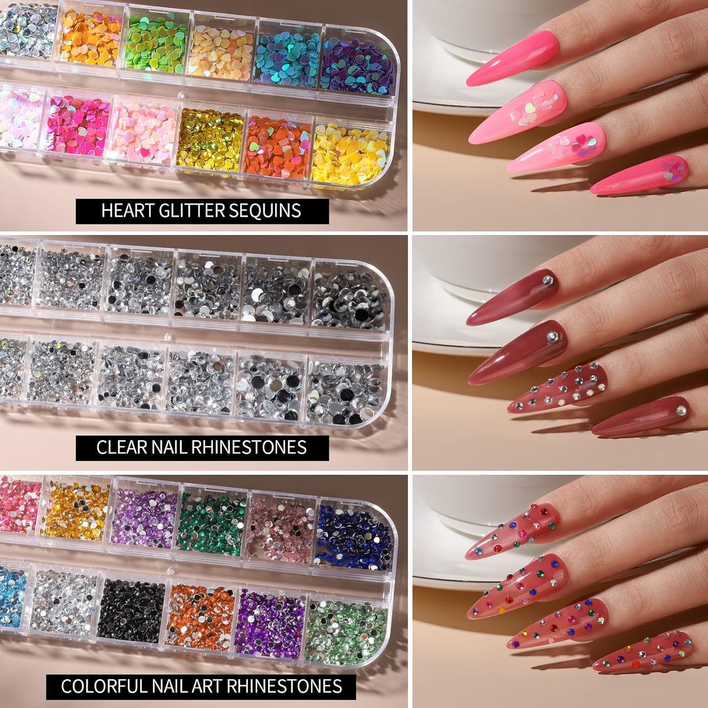 Valentine's Day Gift Nail Art Set, Nail Art Design Tool Set with Nail Art Brush, Nail Art Dotting Tool, Delicate Glitter, Nail Art Butterfly, Nail Art Heart Glitter, Nail Lip Glitter, Nail Art Rhinestones, Nail Art Brush